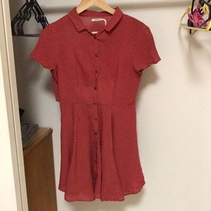 Urban Outfitters Fairuza Floral Shirt Dress Orange